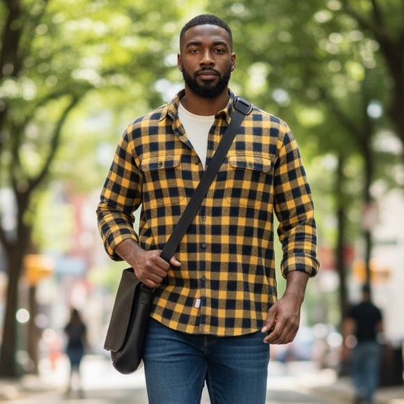 Old Navy Other - BF686 Mens OLD NAVY Regular Fit Built in Flex Plaid Flannel Button Shirt XXL